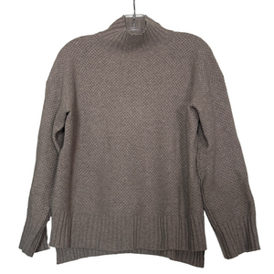 Everlane Recycled Cashmere Mock Neck boxy Sweater Taupe Small Ribbed hi low